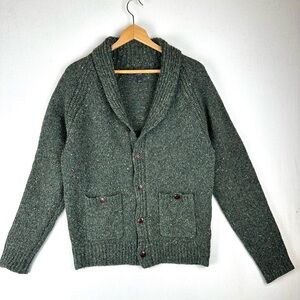 J Crew Wool Blend Knit Shawl Collar Cardigan Sweater Preppy Grandpa